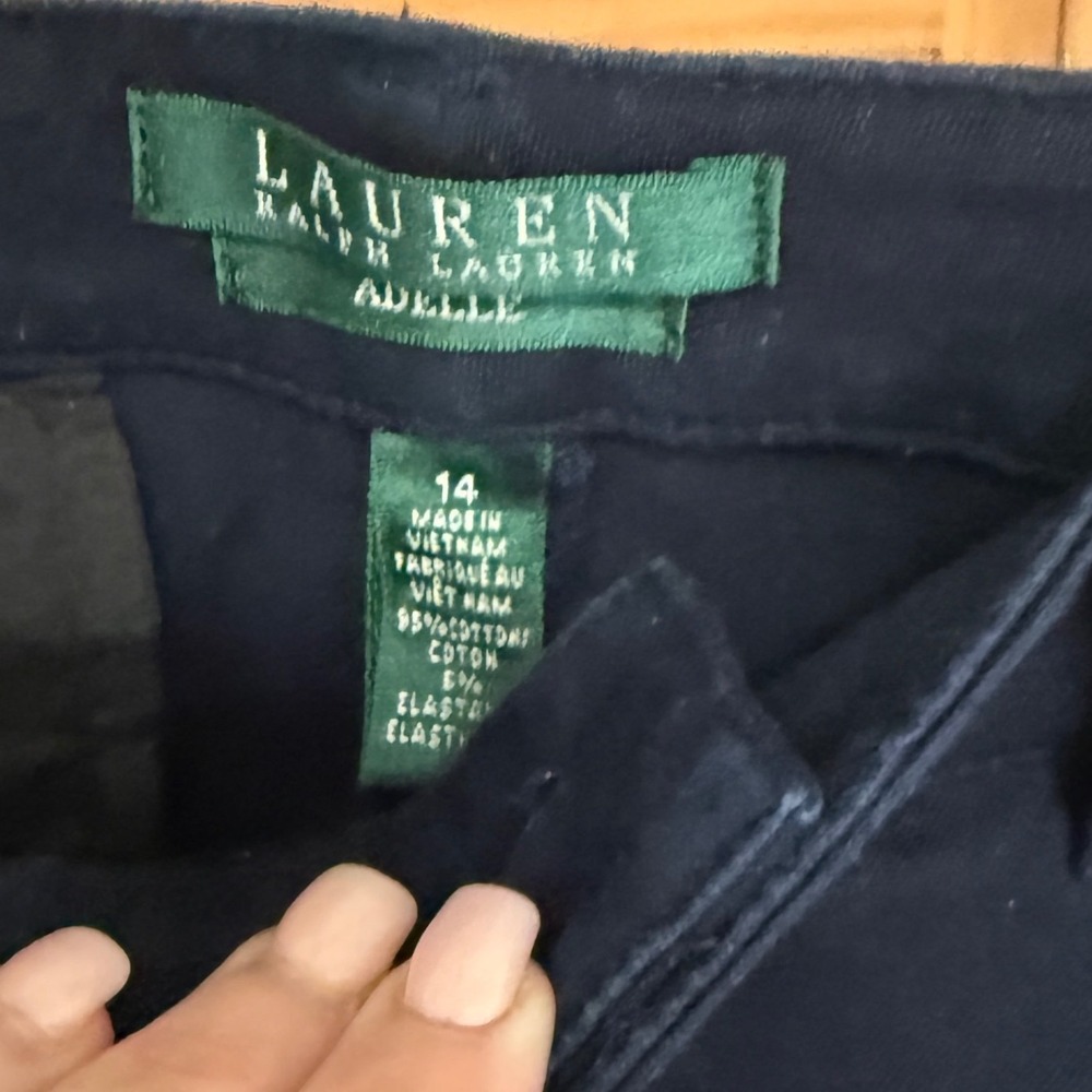 Lauren Ralph Lauren Adelle Pants Straight Leg 14 Navy Blue Excellent Stretch - Picture 2 of 4
